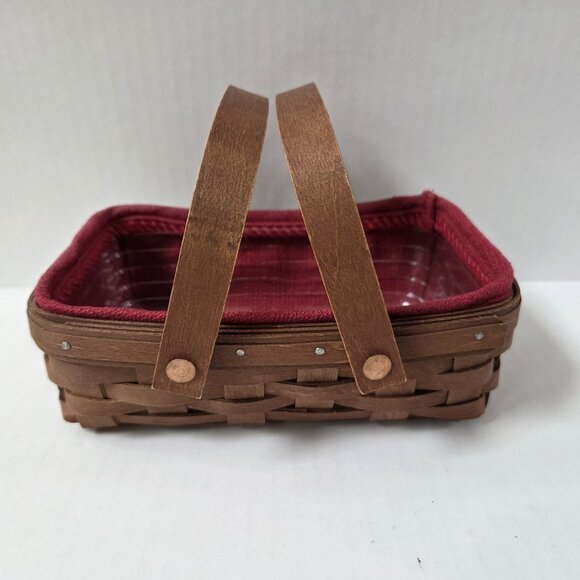 Longaberger Small Loaf Basket Swing Handles Paprika Liner Protector Set - Picture 2 of 7